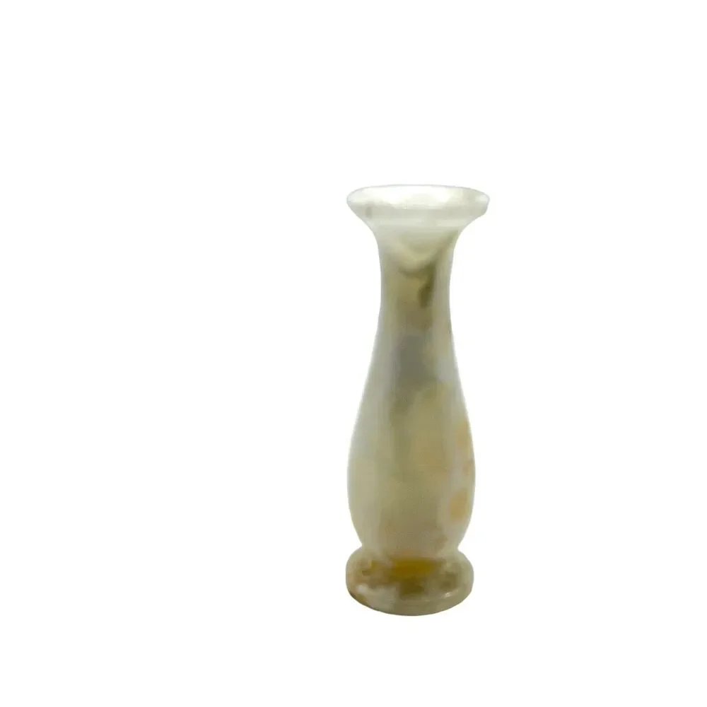 Onyx Mine Bud Vase Vintage Cream Tan Decorative Free Standing Retro Carved 5" - Picture 2 of 16